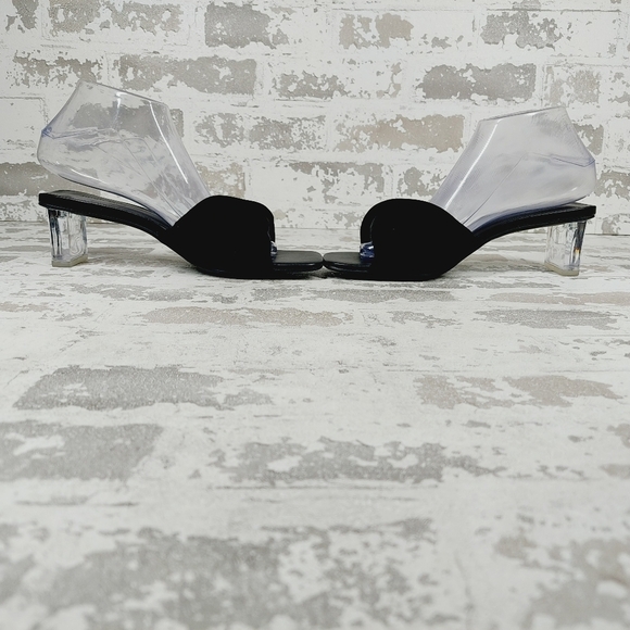 New Open Edit Cleo Black Square Toe Heeled Slide Sandals T314 - Picture 7 of 13